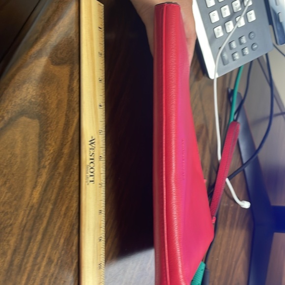 Red Leather zipped Wristlet. 10 X 7.5 inches. - Picture 5 of 7